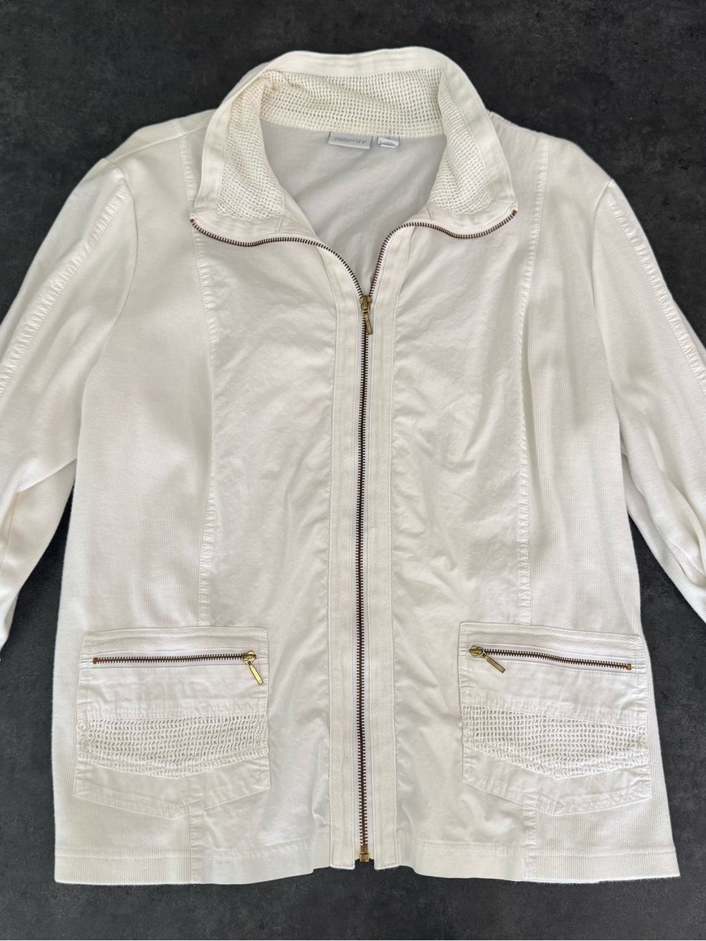 Zenergy by Chico’s White Zip-Up Jacket Lightweight Size 3